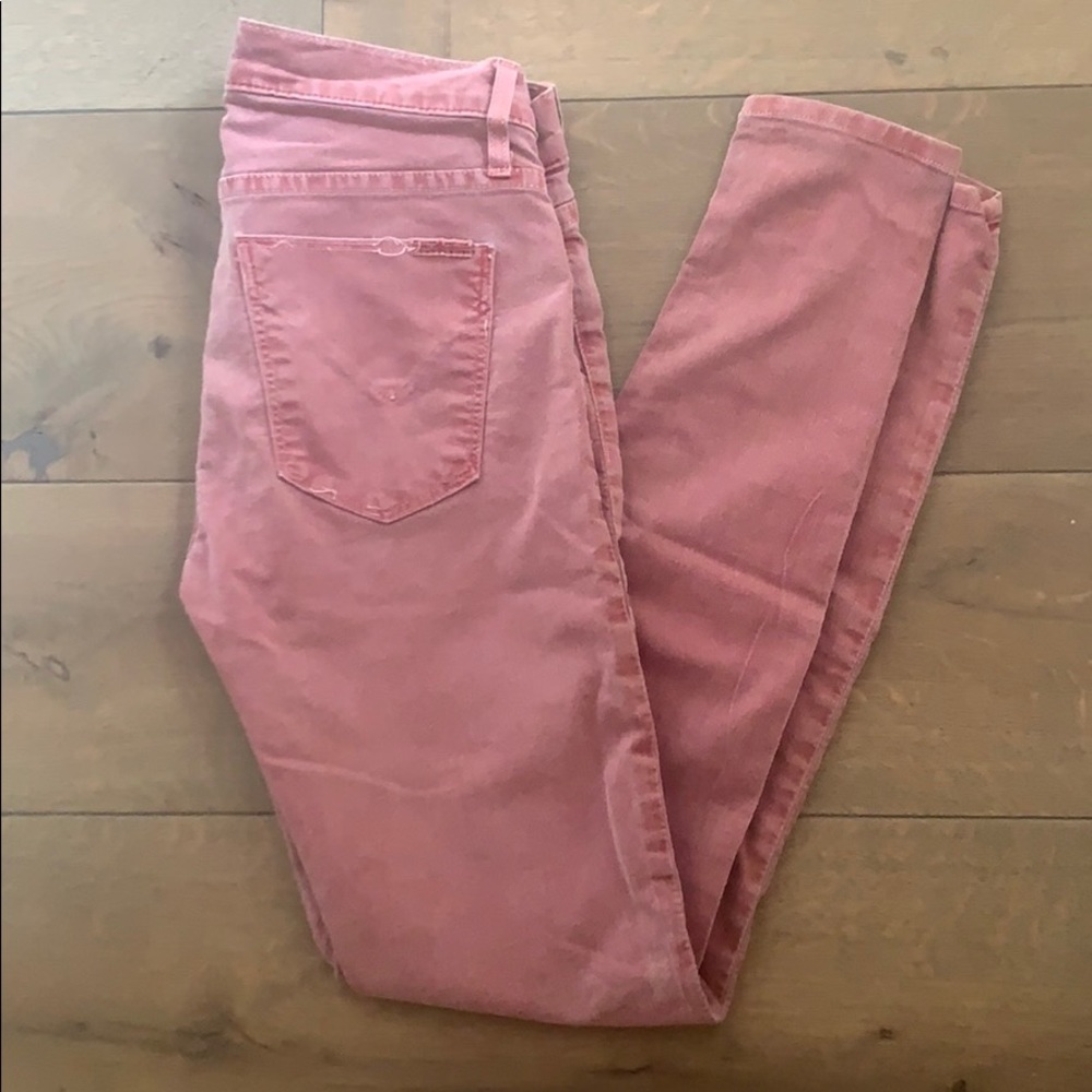 mid-rise washed red skinny jeans